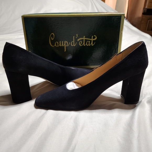 Coup d' etat Vintage Leather Black Suede Pumps w/Jeweled Eyed Leopards Size 8.5 - Picture 8 of 9